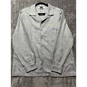 Irvine Park Gray Embroidered Long Sleeve Button Down Shirt Women L  0413